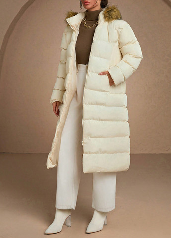 Кремовая зимняя куртка куртка-пальто SHEIN