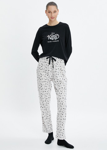 Черно-белая всесезон пижама (лонгслив, брюки) лонгслив + брюки KOTON