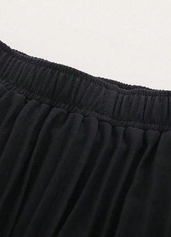 Черная кэжуал однотонная юбка SHEIN плиссе