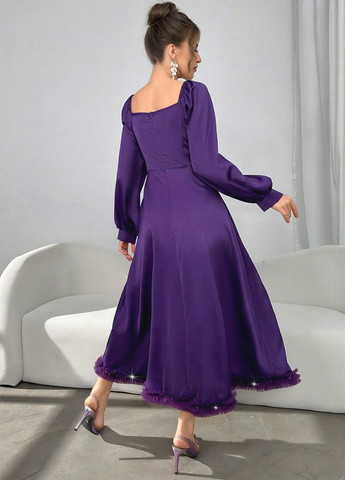 Фіолетова вечірня сукня кльош SHEIN однотонна