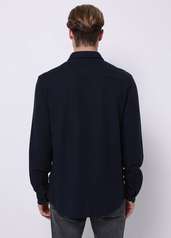 Темно-синяя кэжуал рубашка однотонная Colin's