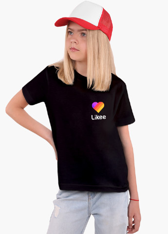 Чорна демісезонна футболка дитяча лайк (likee) (9224-1035) MobiPrint