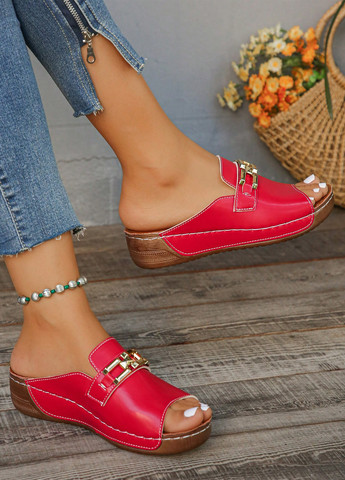 Красные босоножки SHEIN без застежки с цепочками