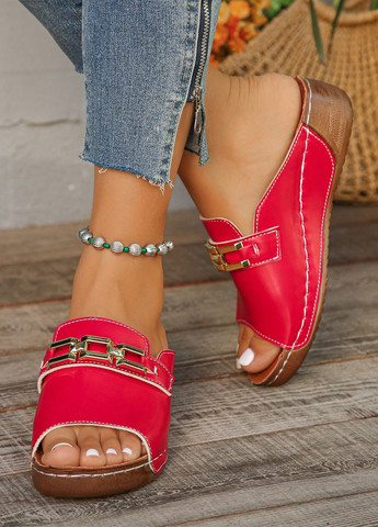 Красные босоножки SHEIN без застежки с цепочками