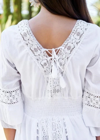 Білий пляжна сукня а-силует COTTON однотонна