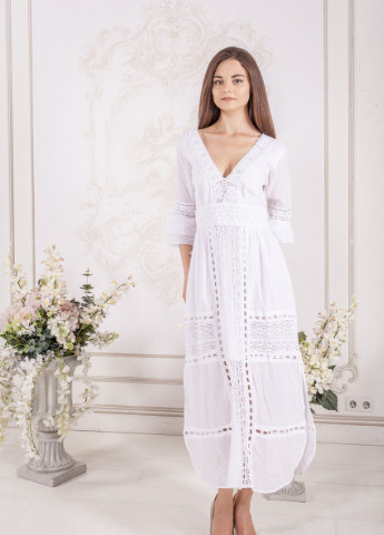 Білий пляжна сукня а-силует COTTON однотонна