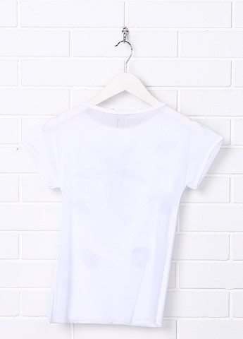 Белая с рисунком блузка с коротким рукавом Flash летняя