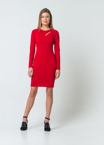Красное кэжуал платье футляр Vovk однотонное