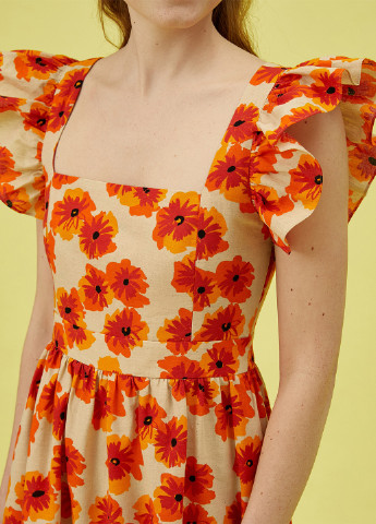 Песочное кэжуал платье KOTON с цветочным принтом