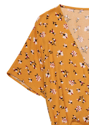 Гірчична кежуал сукня кльош Twintip з квітковим принтом