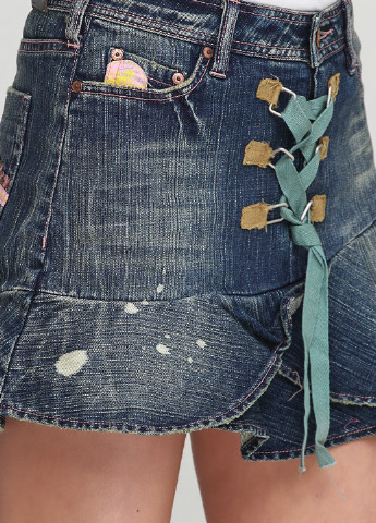 Темно-синяя джинсовая однотонная юбка Parasuco