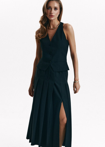 Черная кэжуал однотонная юбка Gepur а-силуэта (трапеция), плиссе