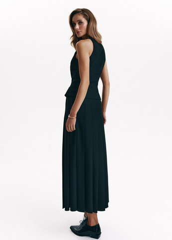 Черная кэжуал однотонная юбка Gepur а-силуэта (трапеция), плиссе