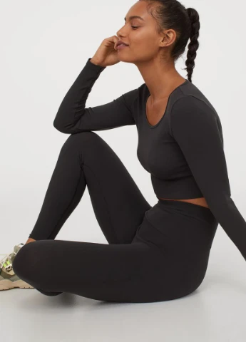Черные летние спортивные леггинсы без швов H&M
