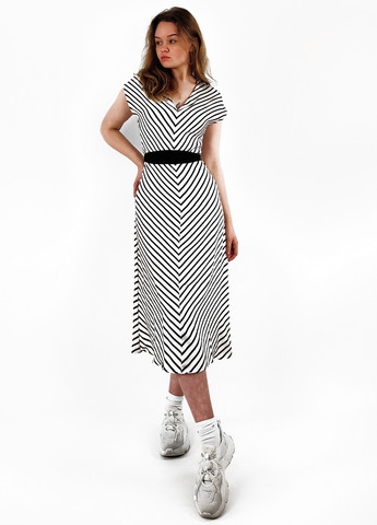 Чорно-білий кежуал сукня кльош H&M в смужку