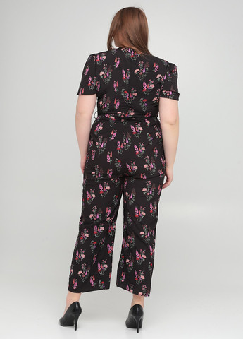 Комбинезон Fashion Union комбинезон-брюки цветочный чёрный кэжуал полиэстер