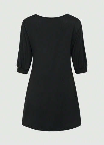 Чорна кежуал сукня кльош SHEIN однотонна