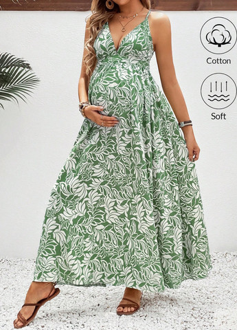 Зелена кежуал сукня для вагітних а-силует SHEIN з квітковим принтом