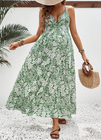 Зелена кежуал сукня для вагітних а-силует SHEIN з квітковим принтом