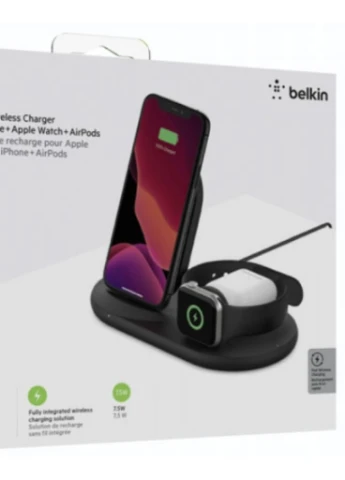 Зарядний пристрій 3-in-1 Wireless Pad / Stand / Apple Watch, black (WIZ001VFBK) Belkin (216637914)