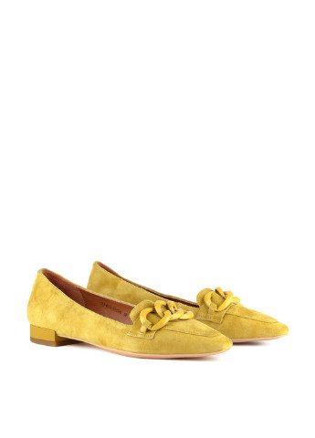 Желтые женские кэжуал туфли с цепочками на низком каблуке украинские - фото