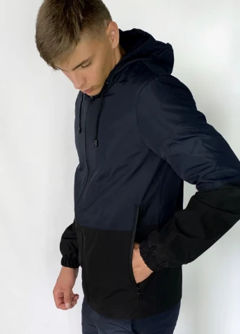 Комбінована демісезонна куртка softshell light синьо-чорна Intruder