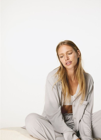 Светло-серая домашний рубашка однотонная H&M