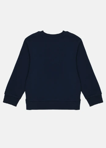 H&M світшот однотонний темно-синій кежуал бавовна, футер