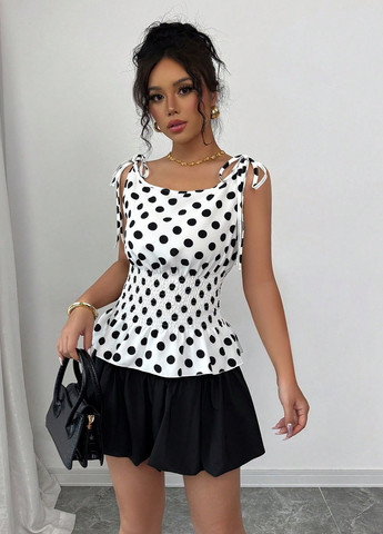 Чорно-білий літній комплект (майка, спідниця) SHEIN