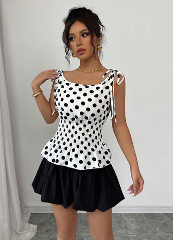 Чорно-білий літній комплект (майка, спідниця) SHEIN