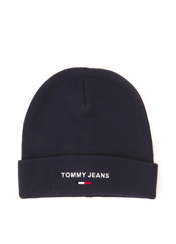 Шапка Tommy Hilfiger бини логотип тёмно-синяя повседневная хлопок, акрил