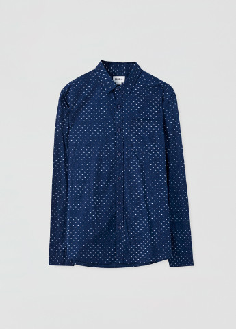Темно-синяя кэжуал рубашка в горошек Pull & Bear