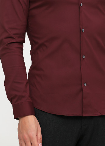 Бордовая классическая рубашка однотонная H&M