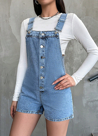 Комбінезон SHEIN комбінезон-шорти варенка блакитний джинсовий бавовна