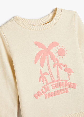 KOTON свитшот рисунок кремовый кэжуал хлопок