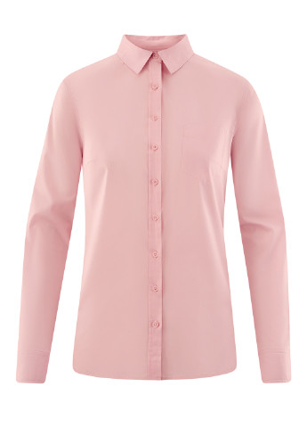 Светло-розовая кэжуал рубашка однотонная Oodji
