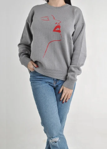 Серый демисезонный весенний хлопковый джемпер Fashion Club