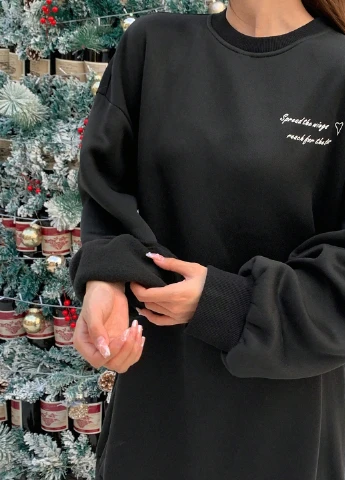 Чорна кежуал сукня сукня-світшот SHEIN однотонна