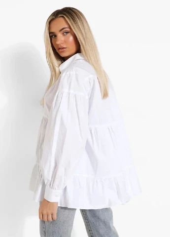 Белая кэжуал рубашка однотонная Boohoo