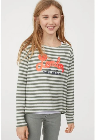 Футболка з довгими рукавами H & M N00029 134-140 см Хакі - зелений H&M (223403510)
