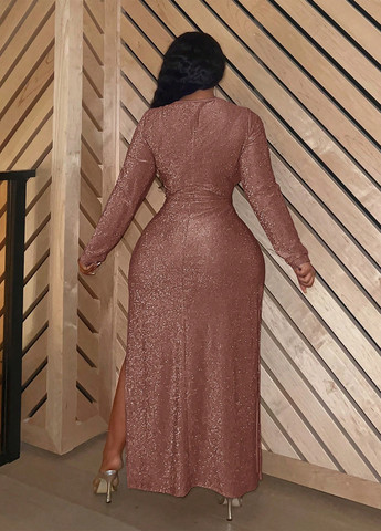 Рожево-коричнева вечірня сукня силуетна SHEIN однотонна