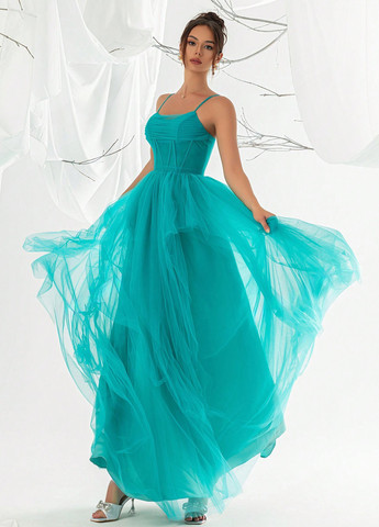 Бірюзова святковий, вечірня сукня з пишною спідницею SHEIN однотонна