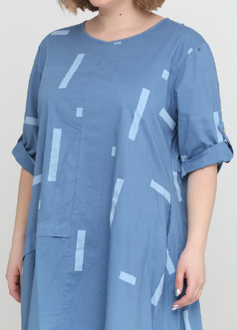 Голубое кэжуал платье New Colection с геометрическим узором