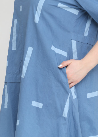 Голубое кэжуал платье New Colection с геометрическим узором