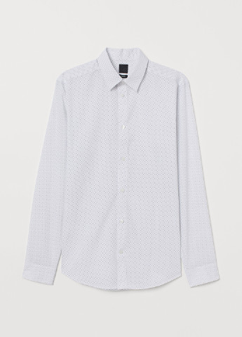 Белая кэжуал рубашка H&M с длинным рукавом