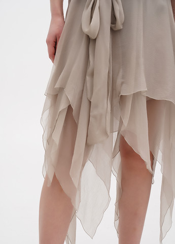 Бежевое кэжуал платье с пышной юбкой Ralph Lauren однотонное