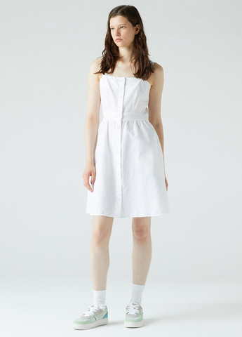 Белое кэжуал платье клеш Lacoste однотонное