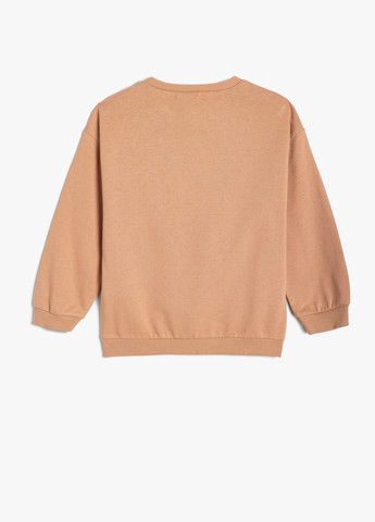 KOTON світшот однотонний темно-бежевий кежуал бавовна