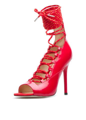 Красные босоножки JustFab на высоком каблуке на шнурках немецкие