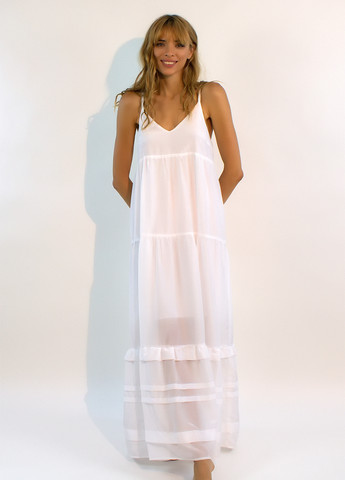 Белое кэжуал платье а-силуэт Nokaya однотонное